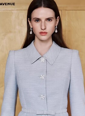 【舒心】MOJO春季新品2026轻熟收腰西装外套女雾霾蓝职场通勤