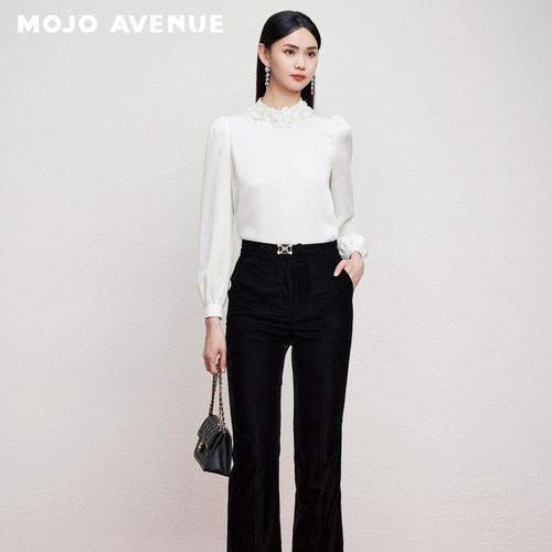 MOJO莫佐中高腰微喇叭裤