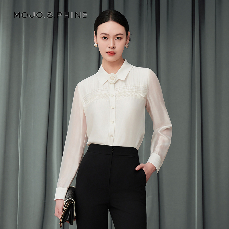 MOJO莫佐简约自然风纹理感休闲衬衫2025年新款时尚衬衣朗姿集团女