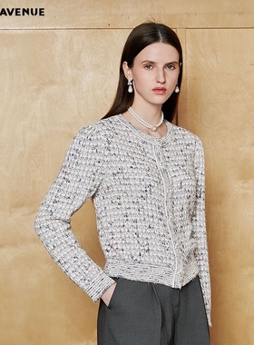 朗姿/MOJO春季新品2026复古粗花呢针织开衫女温柔质感针织上衣