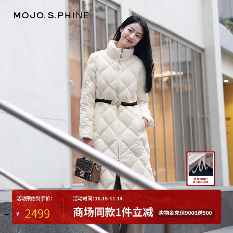 MOJO莫佐霍尔多巴吉白鹅绒韩系长款羽绒服2024年冬季新款修身外套