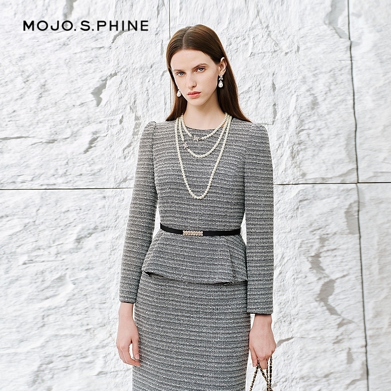 MOJO莫佐2026春新品法式复古千鸟格连衣裙女假两件连衣裙朗姿集团