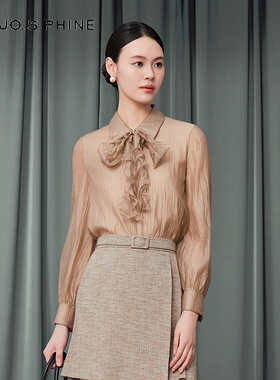 【舒心】朗姿/MOJO莫佐2025秋新款法式衬衫女女浪漫蝴蝶结领