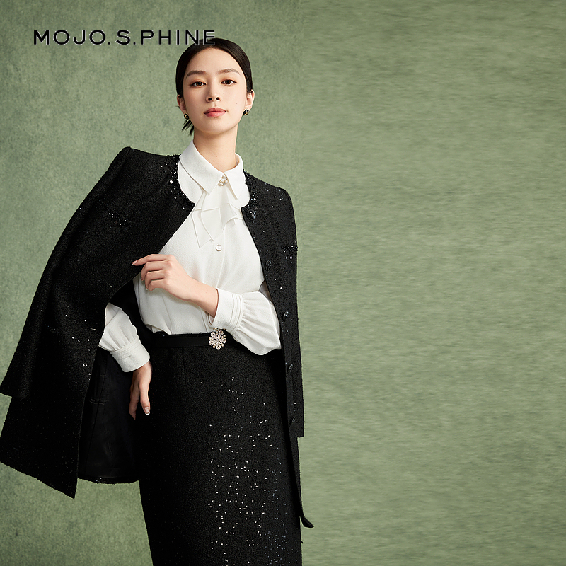 MOJO莫佐意大利小香风大衣2024年秋冬新款大气优雅名媛风外套女