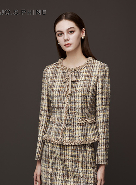 朗姿/MOJO AVENUE莫佐2025冬新款法式千金感小香风套装夹克