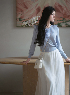 朗姿/MOJO莫佐2026春新品法式立体山茶花甜美针织衫浪漫松弛上衣