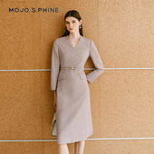 朗姿 气质收腰职 柔美干练连衣裙女时尚 MOJO AVENUE莫佐2025冬新款