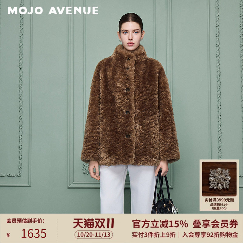 朗姿/MOJO韩系时尚气质美拉德浅咖环保皮草女2026冬新款毛绒外套