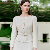 朗姿 朗姿MOJO莫佐2026春新品 复古肌理感细闪假两件连衣裙女灵动