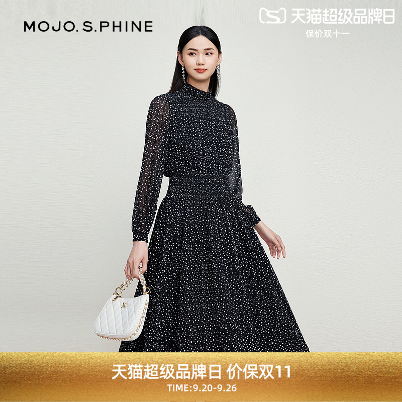 MOJO莫佐灵动波点雪纺半身裙