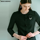 AVENUE莫佐2025新款 朗姿 MOJO 复古优雅小香风连衣裙女秋冬深灰色