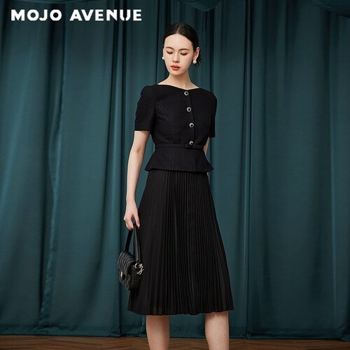 朗姿/MOJO AVENUE莫佐浪漫蜂腰设计感连衣裙2025年新款时尚优雅长
