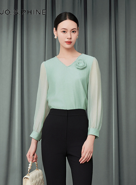 【舒心】朗姿/MOJO AVENUE莫佐优雅知性小V领休闲衬衫