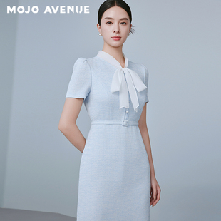 时尚 连衣裙夏季 高腰裙 MOJOAVENUE优雅飘带领修身 朗姿