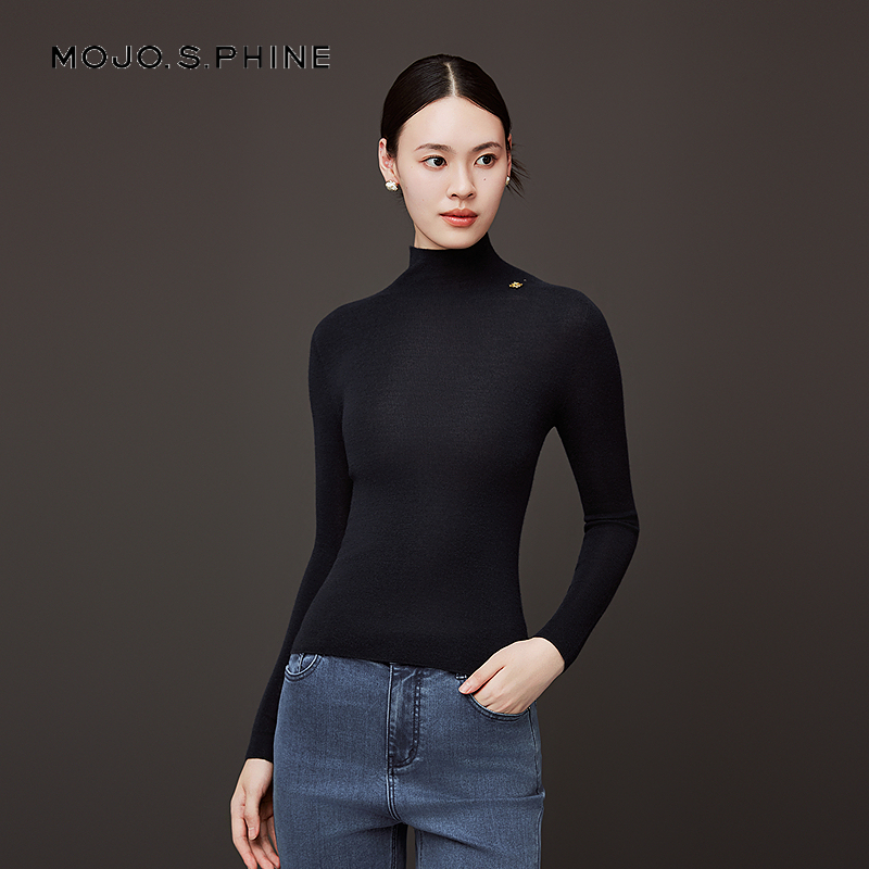 MOJO莫佐2025新款羊毛针织上衣女修身亲肤秋冬基础款高领针织衫