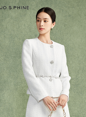 朗姿LANCY/MOJO莫佐优雅摩登圆领短外套2024年秋冬新款韩国小香风