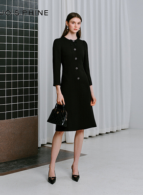 朗姿/MOJO AVENUE莫佐2025新款气质长袖连衣裙女职场通勤晚宴收腰