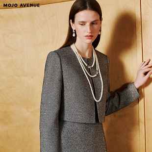 经典 AVENUE莫佐2026春新品 黑白细花呢短外套女气质通勤 MOJO 朗姿