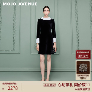 朗姿/MOJO简约时尚气质名媛风撞色仙女裙连衣裙女2026年冬季新款