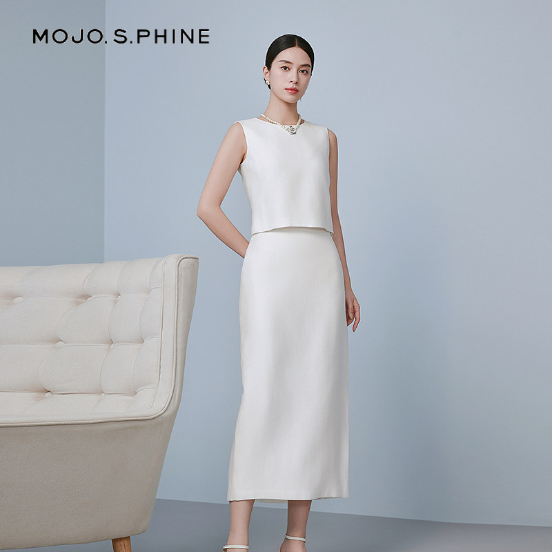 MOJO莫佐优雅大方肌理感半身裙2025年新款时尚开叉长裙女朗姿集团