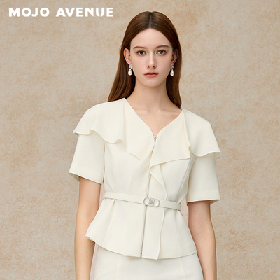朗姿/MOJO莫佐2026夏新品柔细职场双层荷叶领优雅香风衬衫上衣女