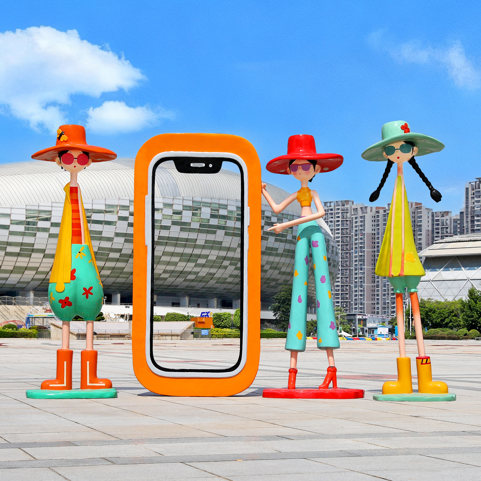 发光卡通女孩雕塑摆件