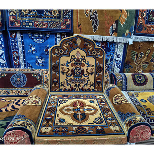 尼泊尔手工纯羊毛上师法座打坐垫团花金刚杵沙发垫子扶手80x80cm