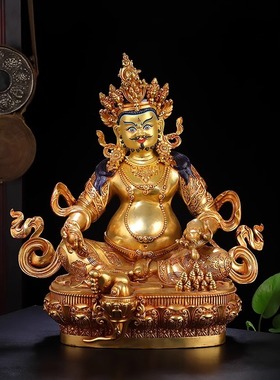 黄财神菩萨佛像摆件黄铜