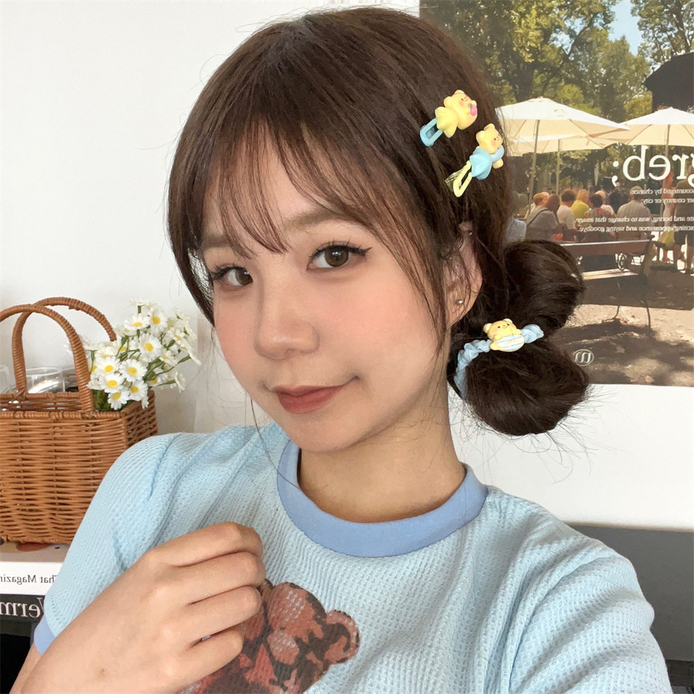 女甜美碎发刘海夹高弹力发绳可爱