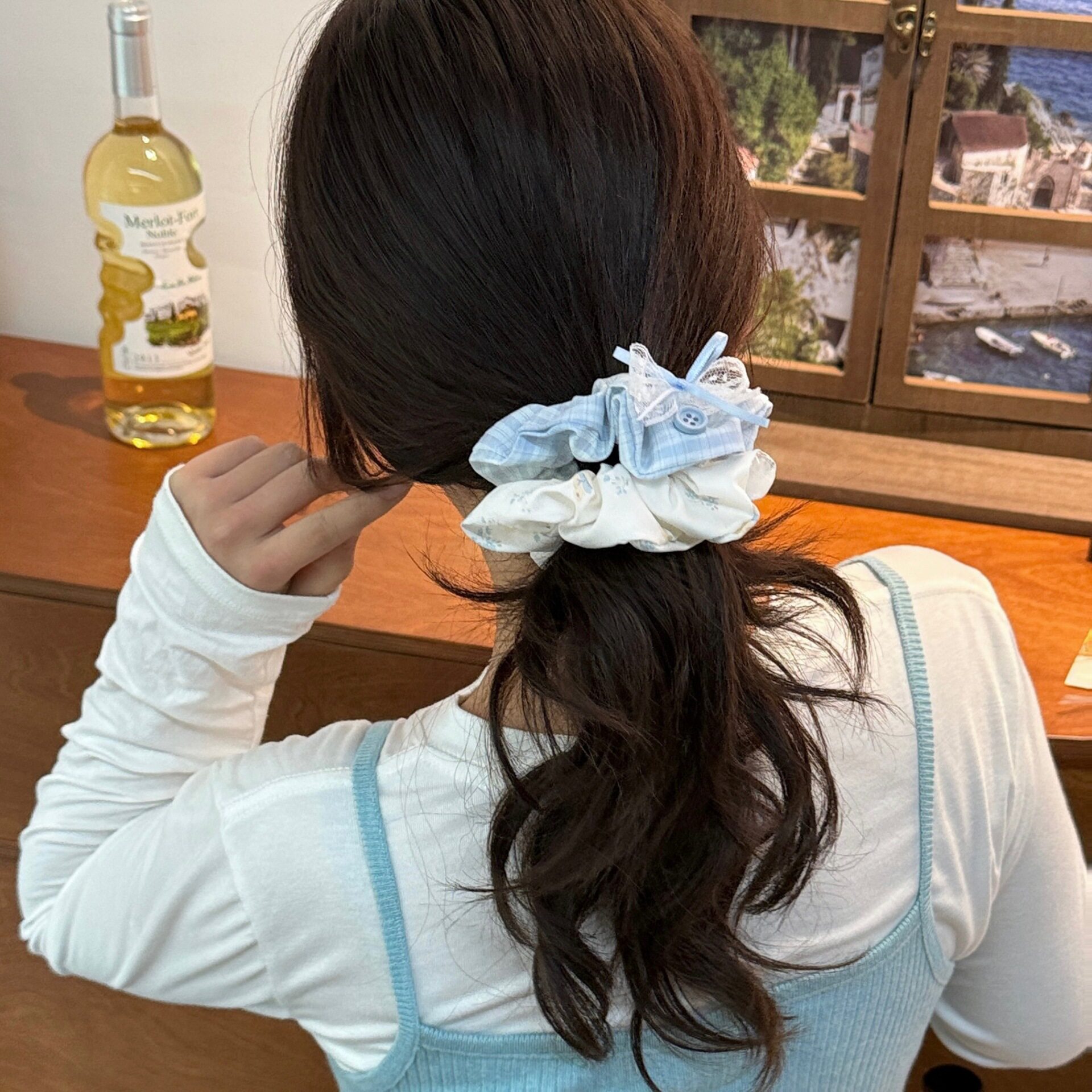 发圈甜美少女扎马尾皮筋盘发丸子