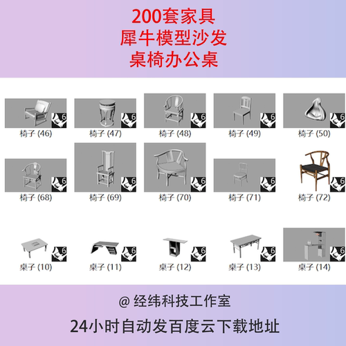 家具桌子椅子凳子床沙发柜子茶几犀牛rhino模型素材建模