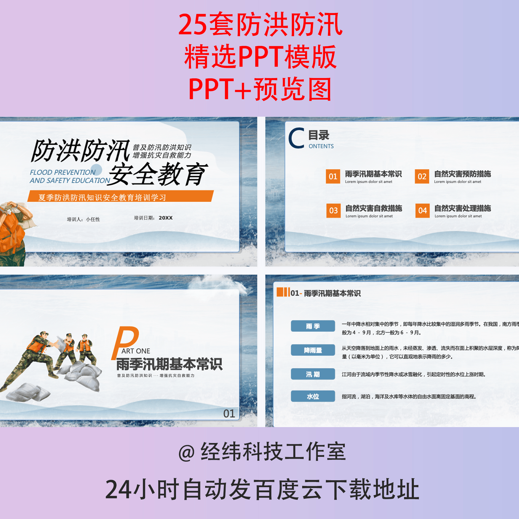 夏季防洪防汛安全知识教育培训PPT课件模板汛期暴雨洪水注意事项
