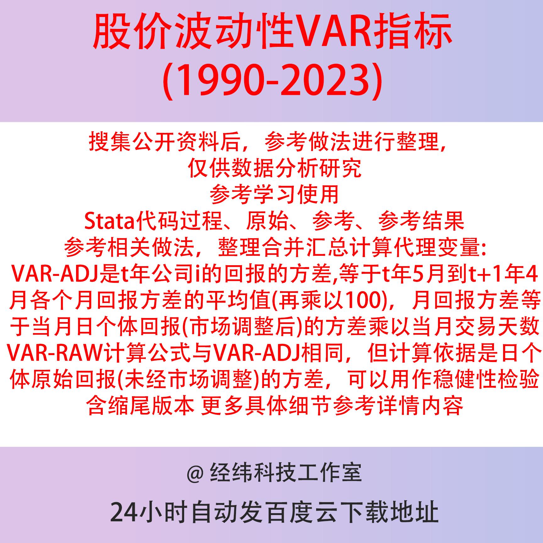 股价波动性VAR计算（1990-2023）Stata 代码过程 VAR-ADJ VAR-RAW
