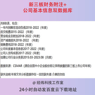 2018-2022新三板上市公司财务附注+基本信息+人员-销售费用数据库