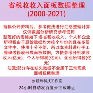 省税收收入面板数据整理2021-2000 个人/企业所得税 数据面板透视