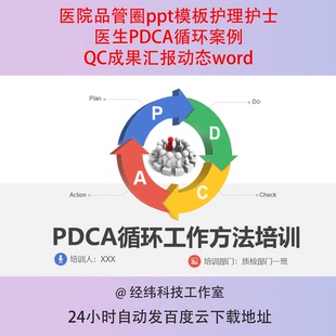 医院品管圈ppt模板护理护士医生PDCA循环案例QC成果汇报动态word