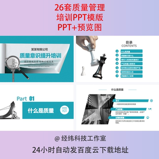 质量管理PPT模板员工质量意识提升培训生产质检汇报QCPPT模板