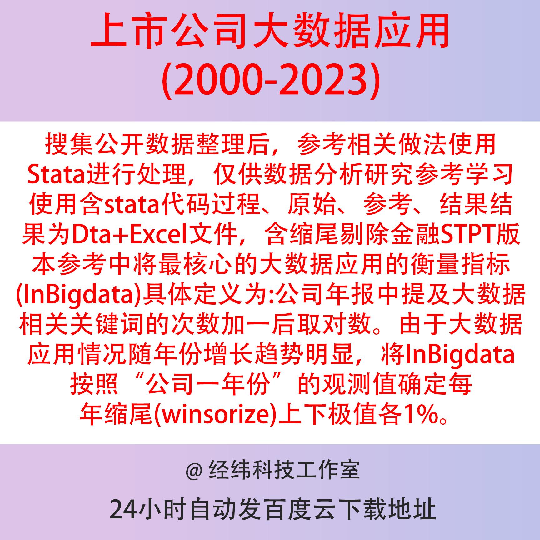 上市公司大数据应用词频2023-2000年报关键词提取Stata含剔除版本
