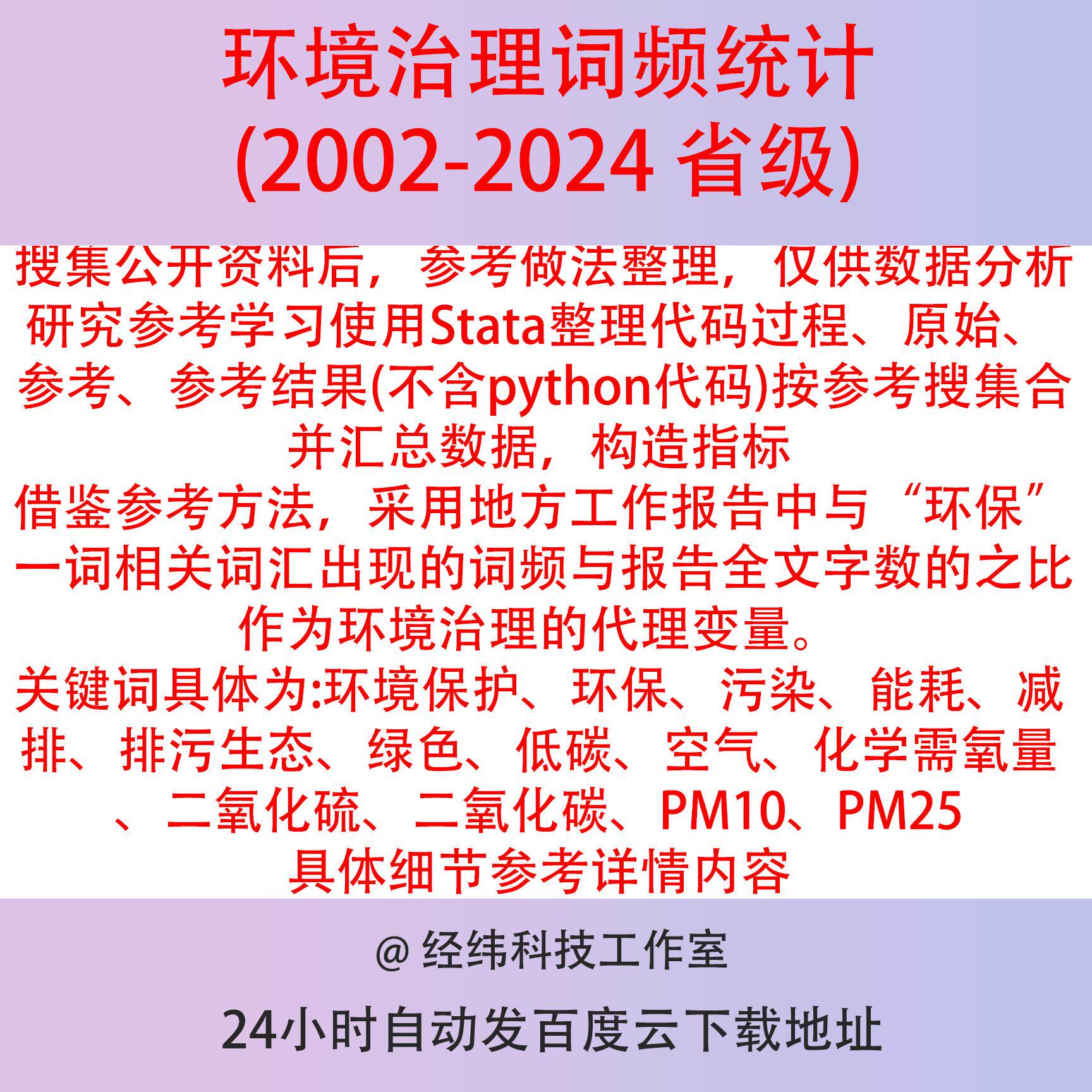 环境规制力度数据2024-2002省环境治理文本分析结果含说明含参考