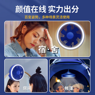 户外露营风扇学生宿舍上下铺专用床头蚊帐小吊扇帐篷顶灯一体超静