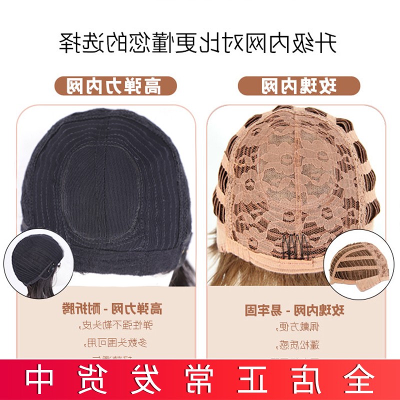 假发女中短发假发套2021年时尚新款圆脸波波头短卷发自然全头套式