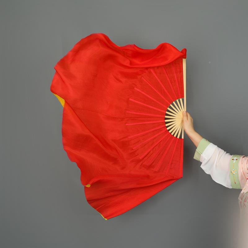 开长场舞舞蹈扇学团体操表红黄色加演道具红黄校色加扇舞摆 字大