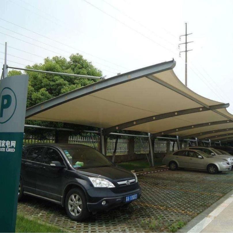 七字停型膜结构膜结构车车电棚汽车车棚户外膜充电桩棚动车棚张拉