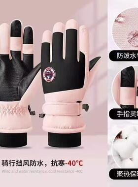 手套女冬0季22684新款加绒加厚保防可寒触屏男暖防风电动车滑雪手
