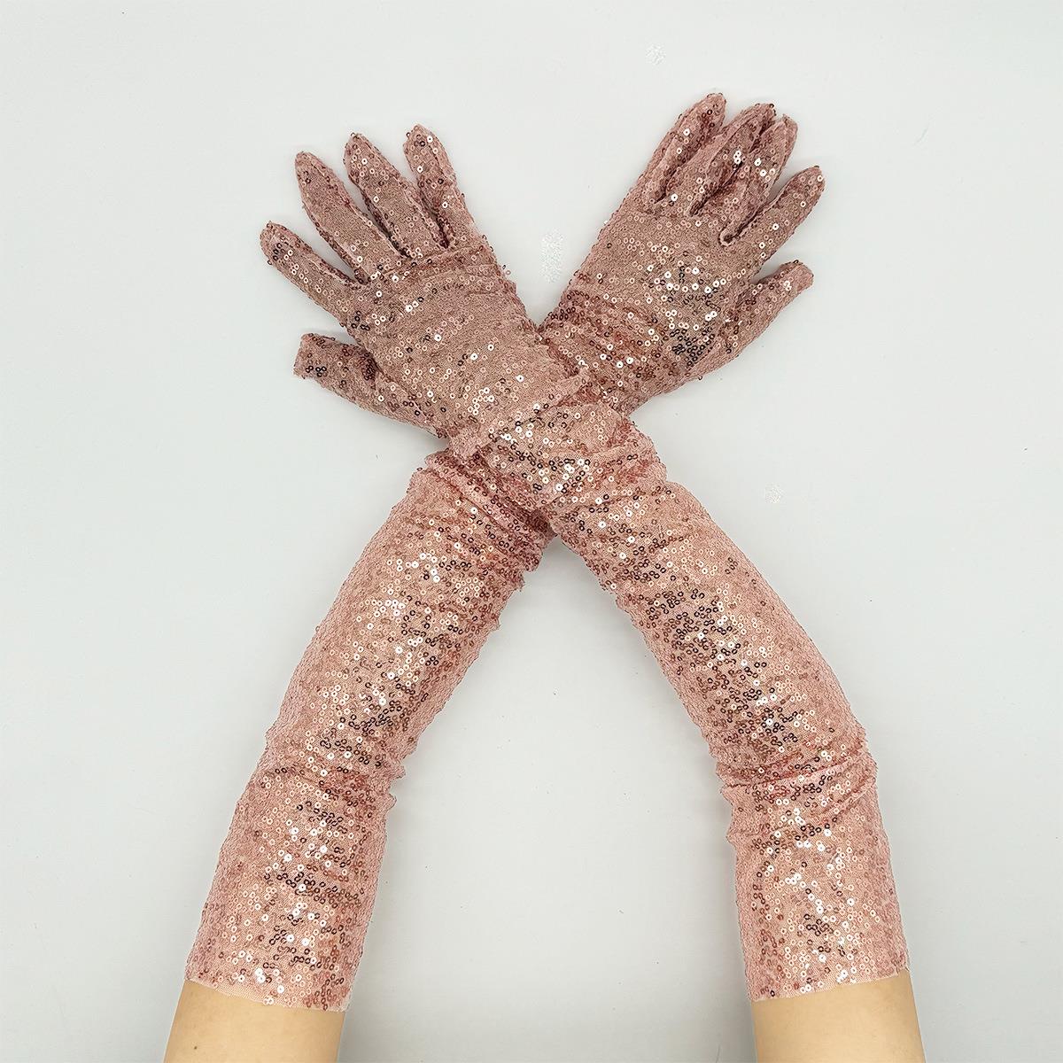 亮片弹反光手套装扮会酒SL-195手套表演集体派对舞节日手套礼服力