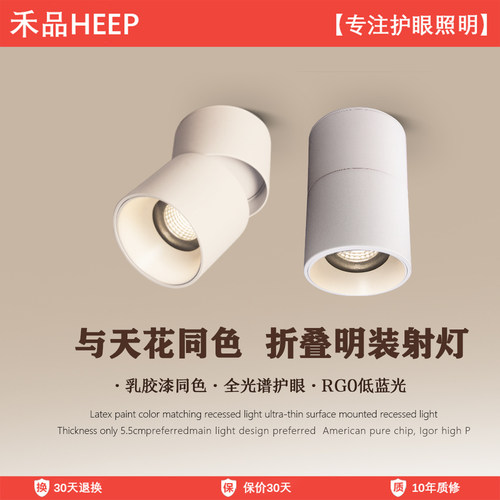 可可蛋奶明装折叠可调角度筒射灯