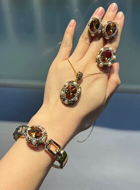 苏丹石A级淡水珍珠宝石戒指手链项链保色小众珠宝中古耳钉套装女