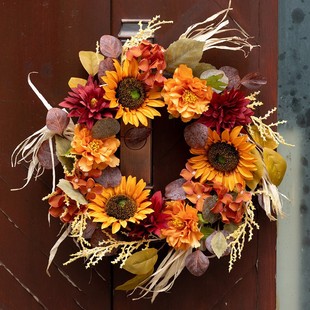 45CM Sunflower Garland for Christmas Home Door Hanging