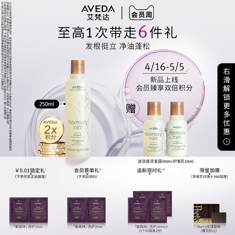 Aveda艾梵达薄荷洗发水清洁蓬松