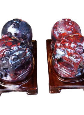 大号招财貔貅摆件一对桂林鸡血玉纯手工打造收藏精品40-20-28cm